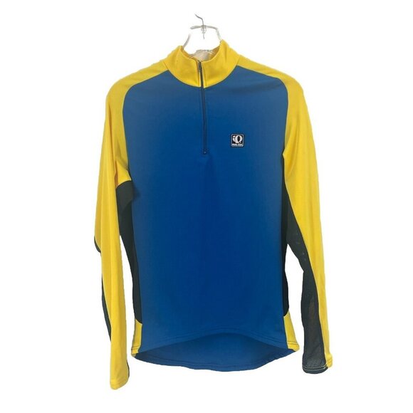Vtg Peal Izumi Technical Wear Vented Quarter Zip Cycling Shirt Blue Mens L - Picture 1 of 7